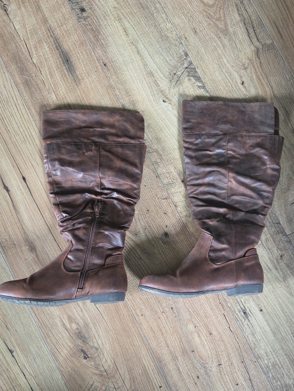 cloudwalkers | Brina Brown Knee-High Slouch Riding Boots - Wide Calf